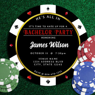 Poker Chip Bachelor Party Einladung