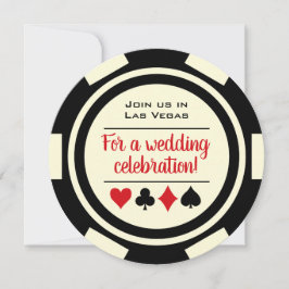 Poker Chip Black Off White Las Vegas Wedding Einladung