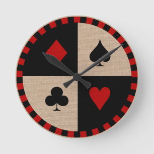 Poker Chip Card Suits Runde Wanduhr
