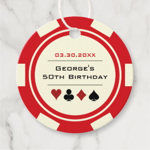 Poker Chip Casino Red Off White Birthday Geschenkanhänger