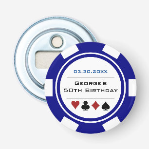 Poker Chip Casino Thema Navy Blau Weiß Flaschenöffner
