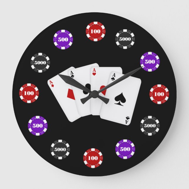 Poker Chip Game Room Wanduhr (Vorderseite)