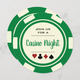 Poker Chip Green Off-White Casino Abends Geburtsta Einladung