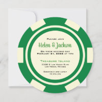 Poker Chip Green und White Las Vegas Wedding