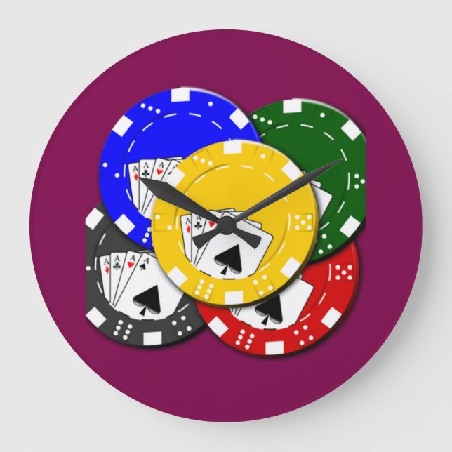 Poker-Chip-Großuhr Große Wanduhr (Vorderseite)