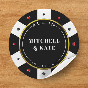 Poker-Chip-Hochzeit Runder Aufkleber