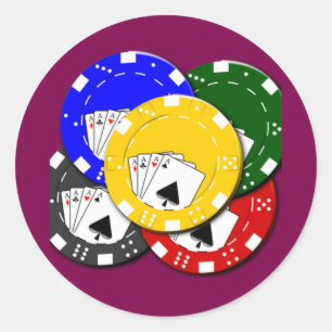 Poker-Chip-Klassik-Rund-Aufkleber Runder Aufkleber