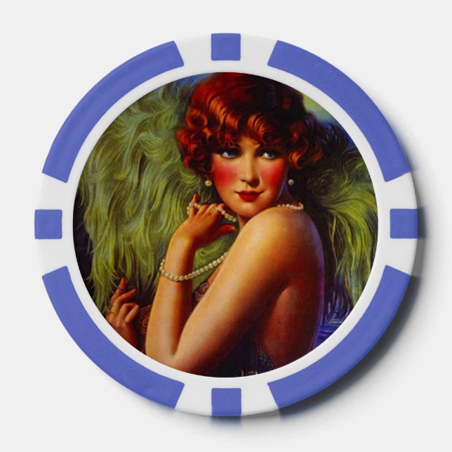Poker Chip Lucky Redhead Exotic Flapper Party Gal (Vorderseite)