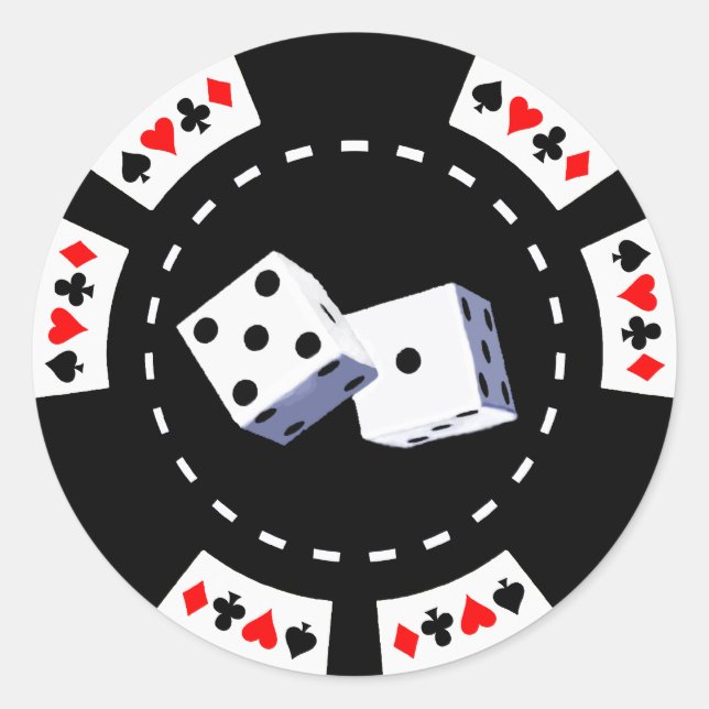 POKER CHIP MIT DICE-ANMELDUNG RUNDER AUFKLEBER (Vorderseite)