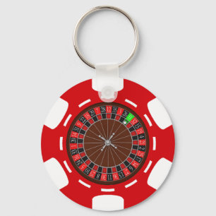 POKER-CHIP MIT ROULETTE-RAD SCHLÜSSELANHÄNGER