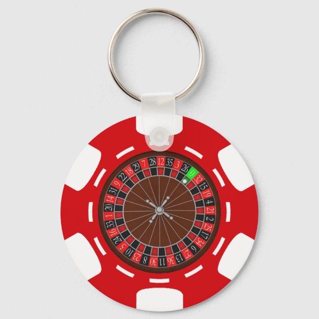 POKER CHIP MIT ROULETTE-RÄDER SCHLÜSSELANHÄNGER (Vorderseite)
