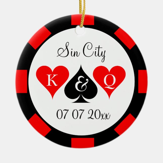 Poker-Chip-Münzschmuck für Sin City Hochzeit Keramik Ornament (Vorne)