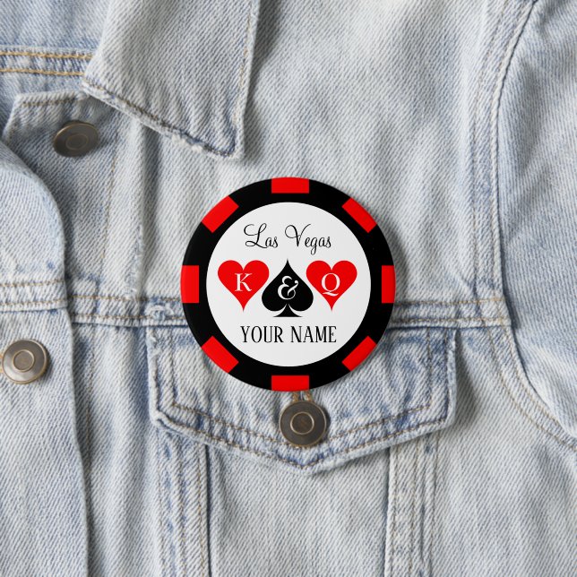 Poker Chip Namenstasten für Vegas Hochzeitsfeier Button (Beispiel)