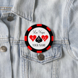Poker Chip Namenstasten für Vegas Hochzeitsfeier Button