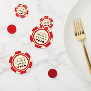 Poker Chip Red Off White Las Vegas Wedding Konfetti