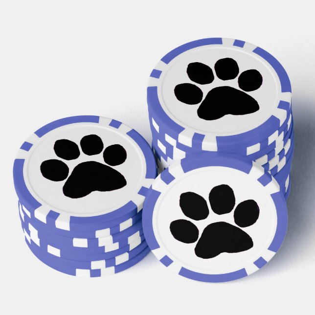 Poker Chip - Schwarze Paw Print (Stapel)