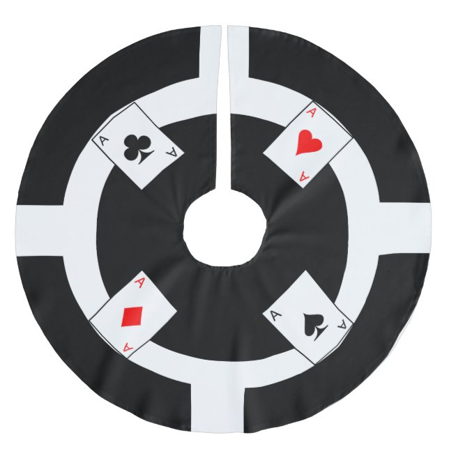 Poker-Chip - Schwarzes Polyester Weihnachtsbaumdecke (Vorderseite)