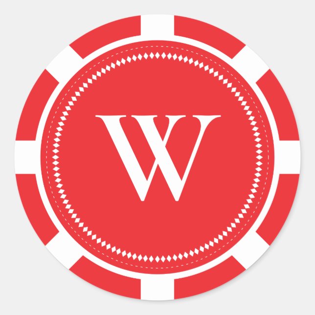Poker Chip Wedding Stickers - Rot (Vorderseite)