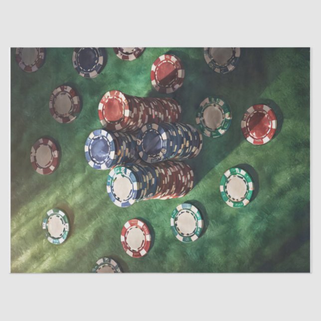Poker Chips auf Filz gestapelt, Gaming Seidenpapier (Vorderseite)