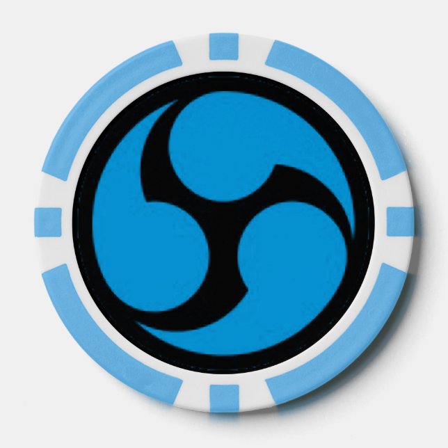 Poker-Chips, blau gestrichelte Kante Pokerchips (Vorderseite)