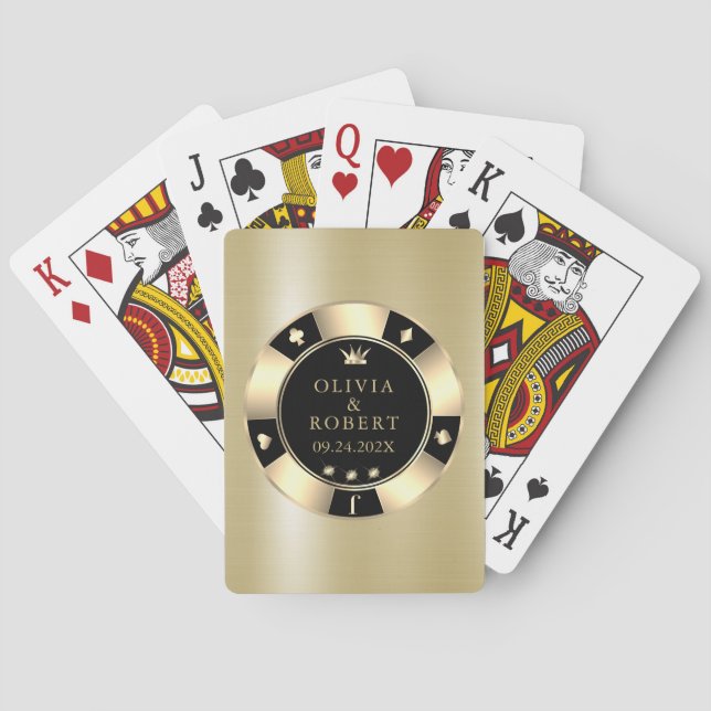 Poker-Chips für Hochzeiten in Schwarz und Gold Spielkarten (Rückseite)