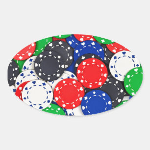 Poker-Chips im Casino Ovaler Aufkleber