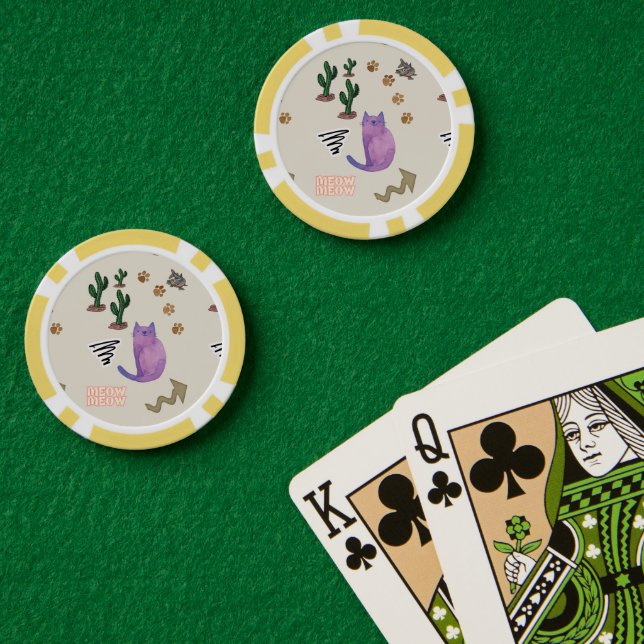 Poker Chips Katzenfisch Kaktus Meow Paws (Pokertisch (doppelt))