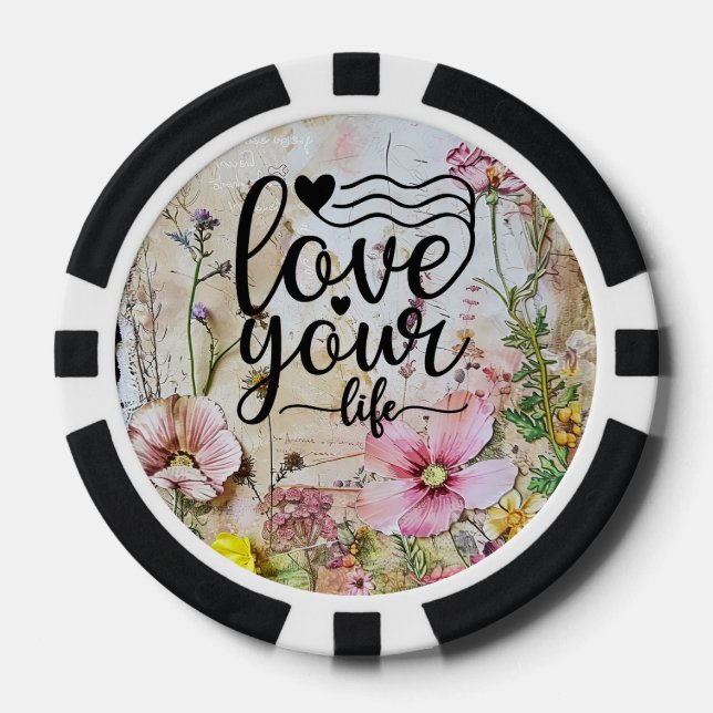 Poker Chips - Liebe für Ihr Leben Blumendesign (Vorderseite)