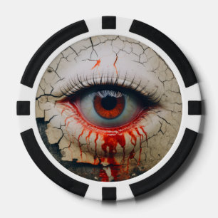 Poker Chips mit Creepy Eyeball Horror Casino