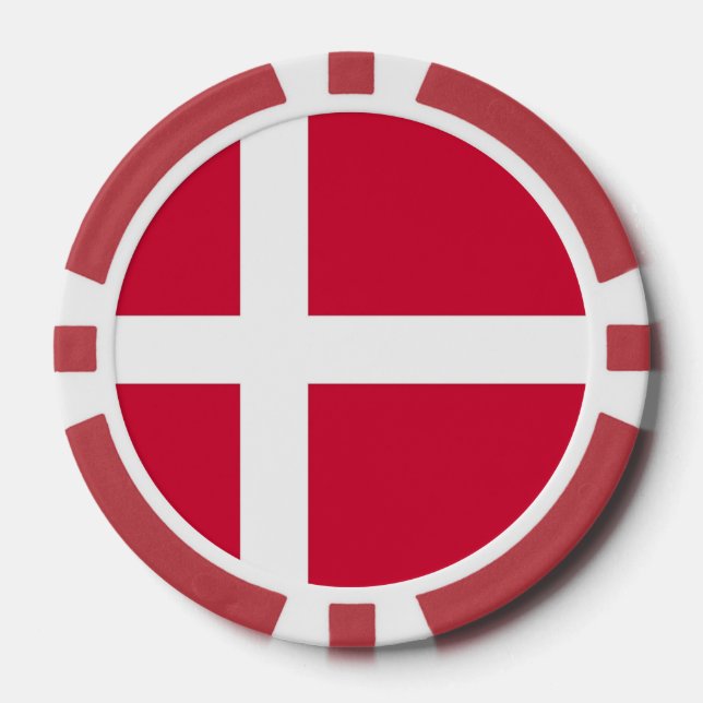 Poker-Chips mit dänischer Flagge Pokerchips (Vorderseite)