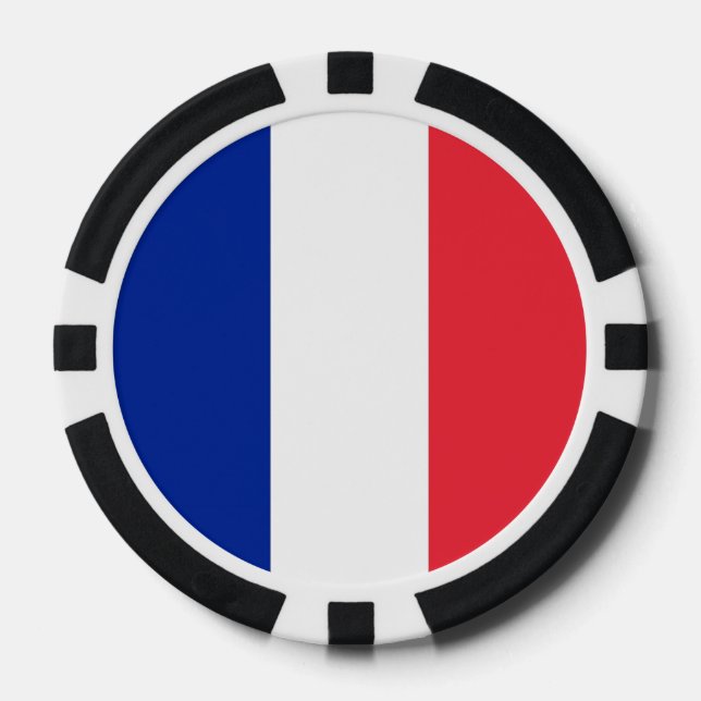 Poker Chips mit der französischen Flagge (Vorderseite)