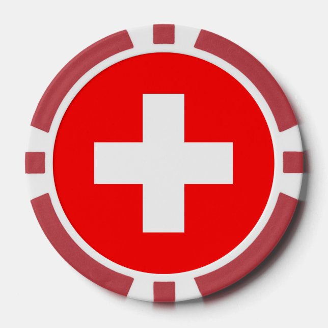 Poker-Chips mit Schweizer Flagge Pokerchips (Vorderseite)