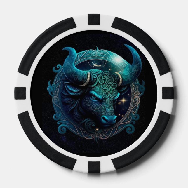 Poker Chips mit Taurus Zodiac Symbol (Vorderseite)