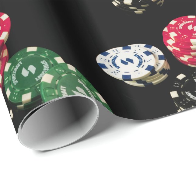 Poker Chips Muster Geschenkpapier (Rolleneckpunkt)