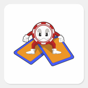 Poker chips with Poker cards Quadratischer Aufkleber