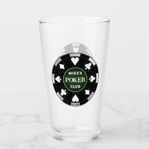 Poker Club Black Poker Chip w Playing Anzugs Glas