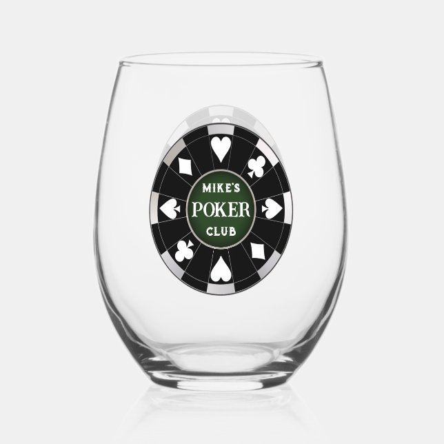 Poker Club Chip Bierstube Weinkeller und Wine tast Weinglas Ohne Stiel (Vorderseite)