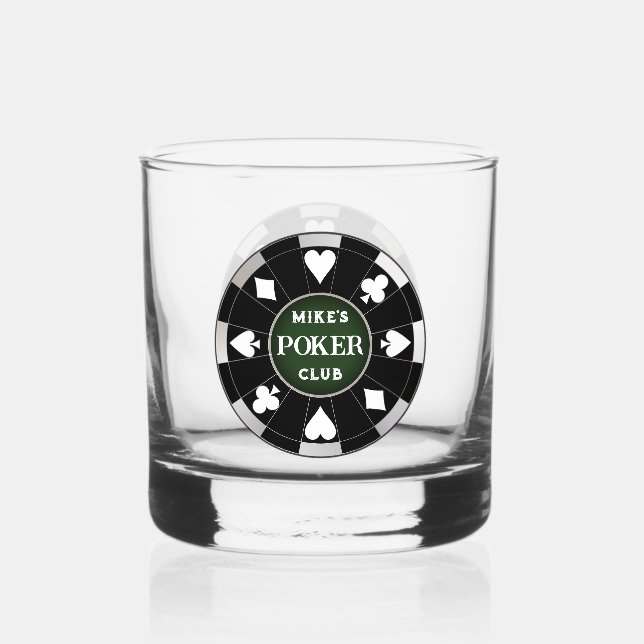 Poker Club Chip Whiskey Rocks Trinkbehälter Whiskyglas (Vorderseite)