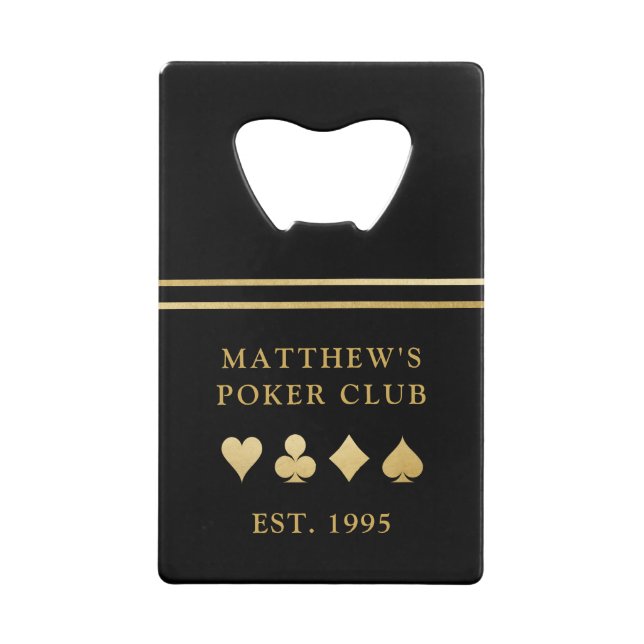 Poker Club Name mit Gold Card Anzügen Geldbeutel Flaschenöffner (Rückseite)