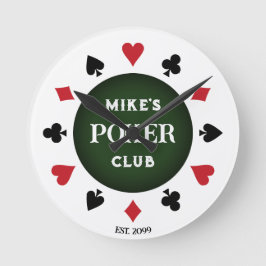 Poker Club Schwarzer Poker Chip Runde Wanduhr