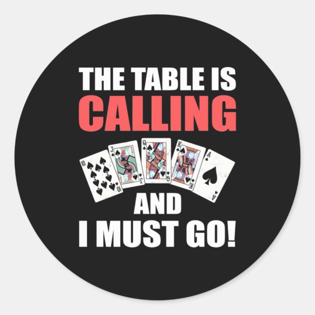 Poker, den die Tabelle ruft Runder Aufkleber (Vorderseite)