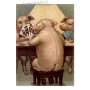 Poker, der Schwein-Karte (freien Raum, spielt)