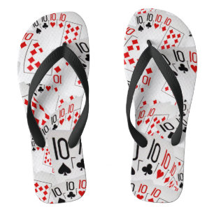 Poker, der Zehenpads in einem ebenen Muster ablegt Flip Flops