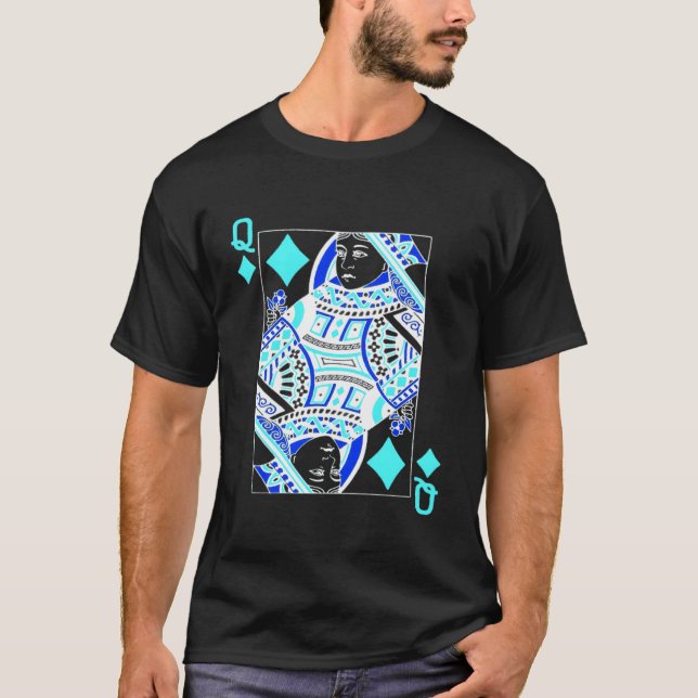 Poker, die Karten spielen negative Farbe Königin v T-Shirt (Vorderseite)