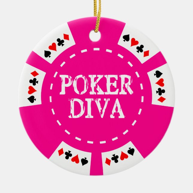 POKER-DIVA-POKER-CHIP-VERZIERUNG KERAMIK ORNAMENT (Vorne)