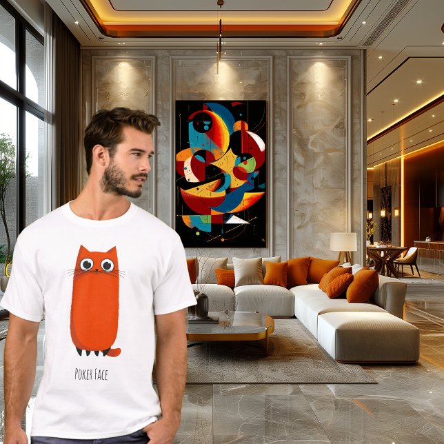 Poker Face Cat | Funny Minimalistisch Cartoon T-Shirt (Von Creator hochgeladen)