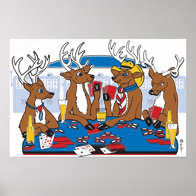 Poker Face Deer Poster (Vorne)
