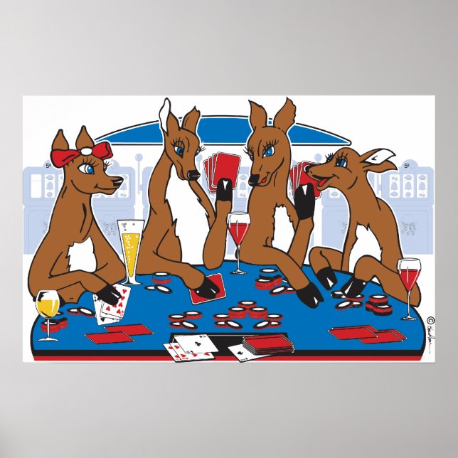 Poker Face Deer Poster (Vorne)