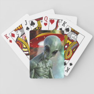 Poker-Gesichts-alien Spielkarten