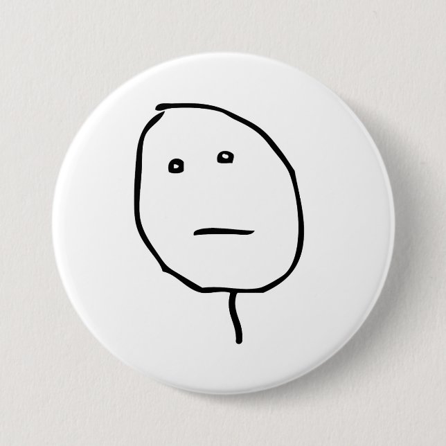 Poker-Gesichts-Raserei-Gesicht Meme Button (Vorderseite)